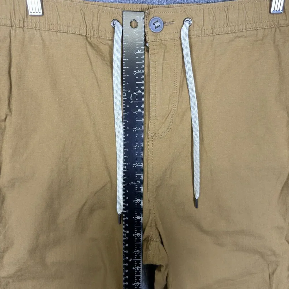 Vuori Straight Leg Pants in Mustard Brown with White Drawstring